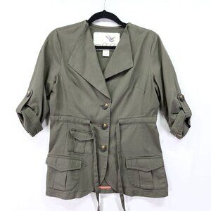Tabitha Anthropologie Safari Utility Jacket Size 2 Army Green Button Front